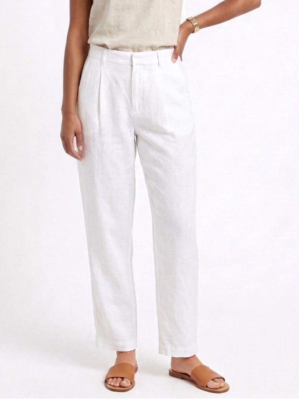 NWT Gap 6 Linen White High-Rise Wide Leg Pants Preppy Neutral Coastal Cottage